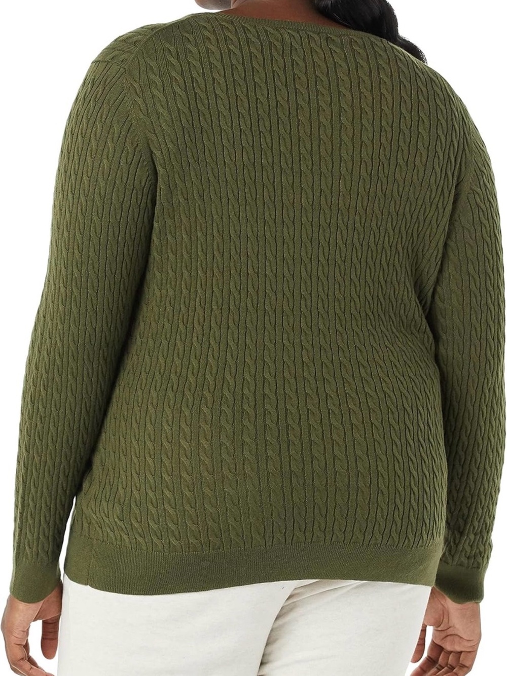 Amazon Essentials Olive Cable-Knit Crewneck Sweater - Women's - Picture 2 of 6